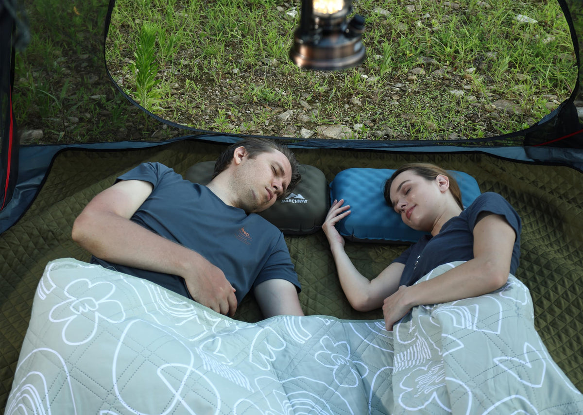 MARCHWAY Inflatable Camping Pillow with Soft Foam Top & TPU Air Bladder, Dual-Sided Support for All-Season, Lightweight Compact Travel Pillow for Hiking, Backpacking, Airplane, Car (Green)