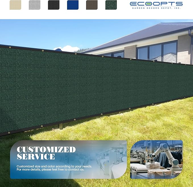 ECOOPTS 4'x93' Privacy Fence Screen Windscreen with Copper Grommets, Fit for Commercial Fence and Residential Garden Outdoor 90% UV Blockage, Cable Zip Ties Included (Green)