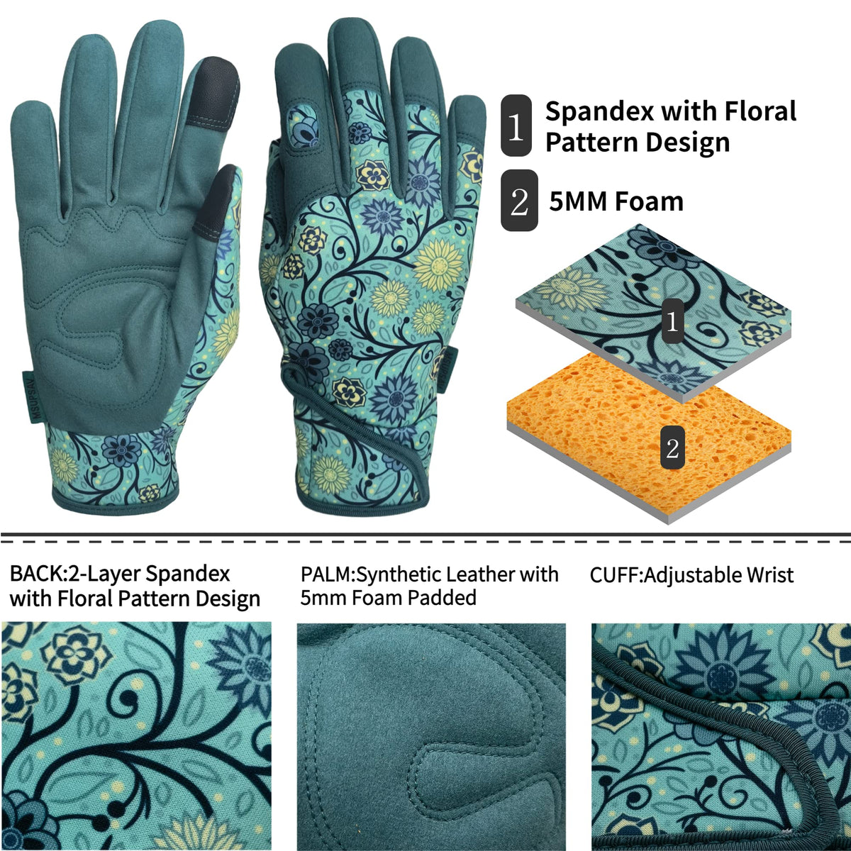 2 Pairs Spandex Gardening Gloves