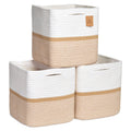 Storage Cubes 11 Inch Cotton Rope Woven Baskets for Organizing (3 Count)