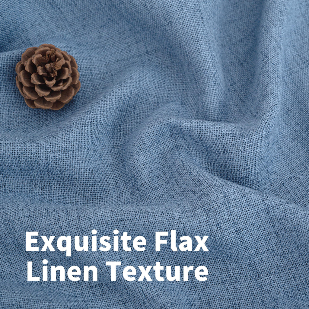 Denim Blue Short Linen Curtains 40 Inch Length for Kitchen Window (2 Count)