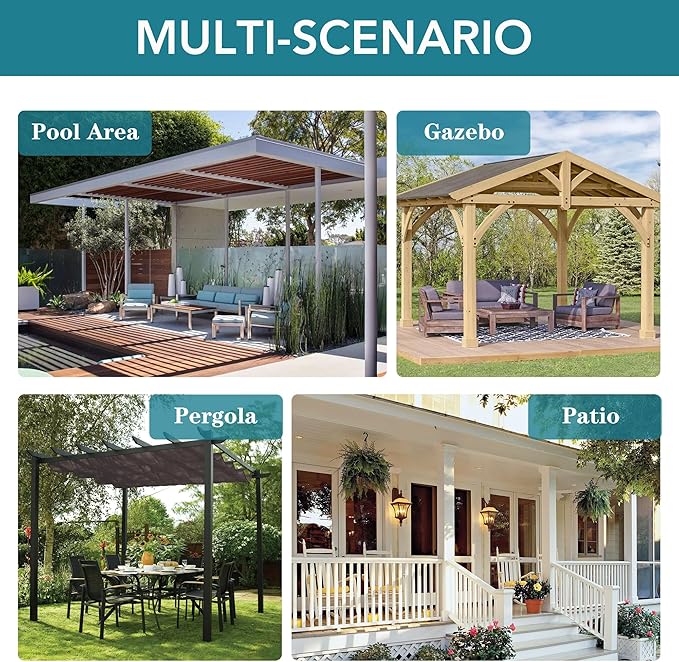 HolidayIdeas Outdoor Curtains for Patio Waterproof 6 Panels 54x95 Inch-Windproof Weatherproof Privacy White Curtains-Grommet Top and Tab Bottom Drape for Gazebo, Porch, Pergola, Cabana, Backyard