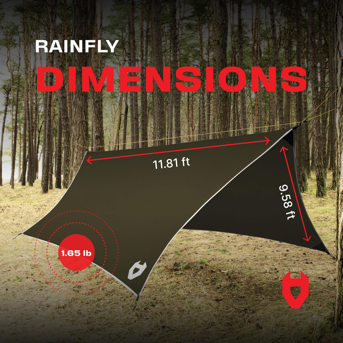 Rain Fly 12x10 Lightweight Survival Camping Tarp; 100% Waterproof; Makes a Great Backpacking Tarp or Hammock Shelter; Comes in Multiple Colors, Survival Bracelet Included; OD-Green