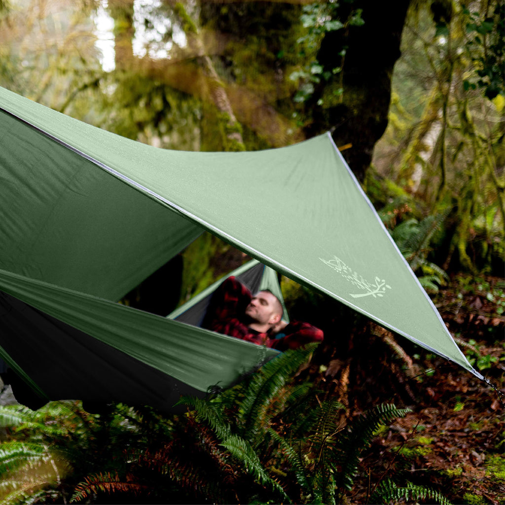 Wise Owl Outfitters Hammock Rain Fly – Waterproof Camping Tarp Cover with Tent Stakes & Carry Bag, Ultralight Shelter for Backpacking & Outdoor Shade