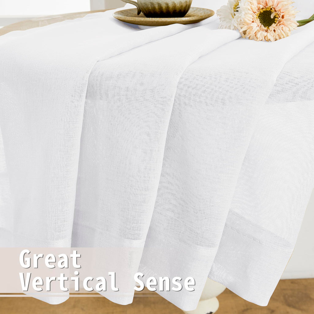 Short Sheer Door Curtains Closet Linen Textured Curtains Sheer Doorway Light Filtering Voile Patio Glass Door Rod Pocket Curtain French Doors