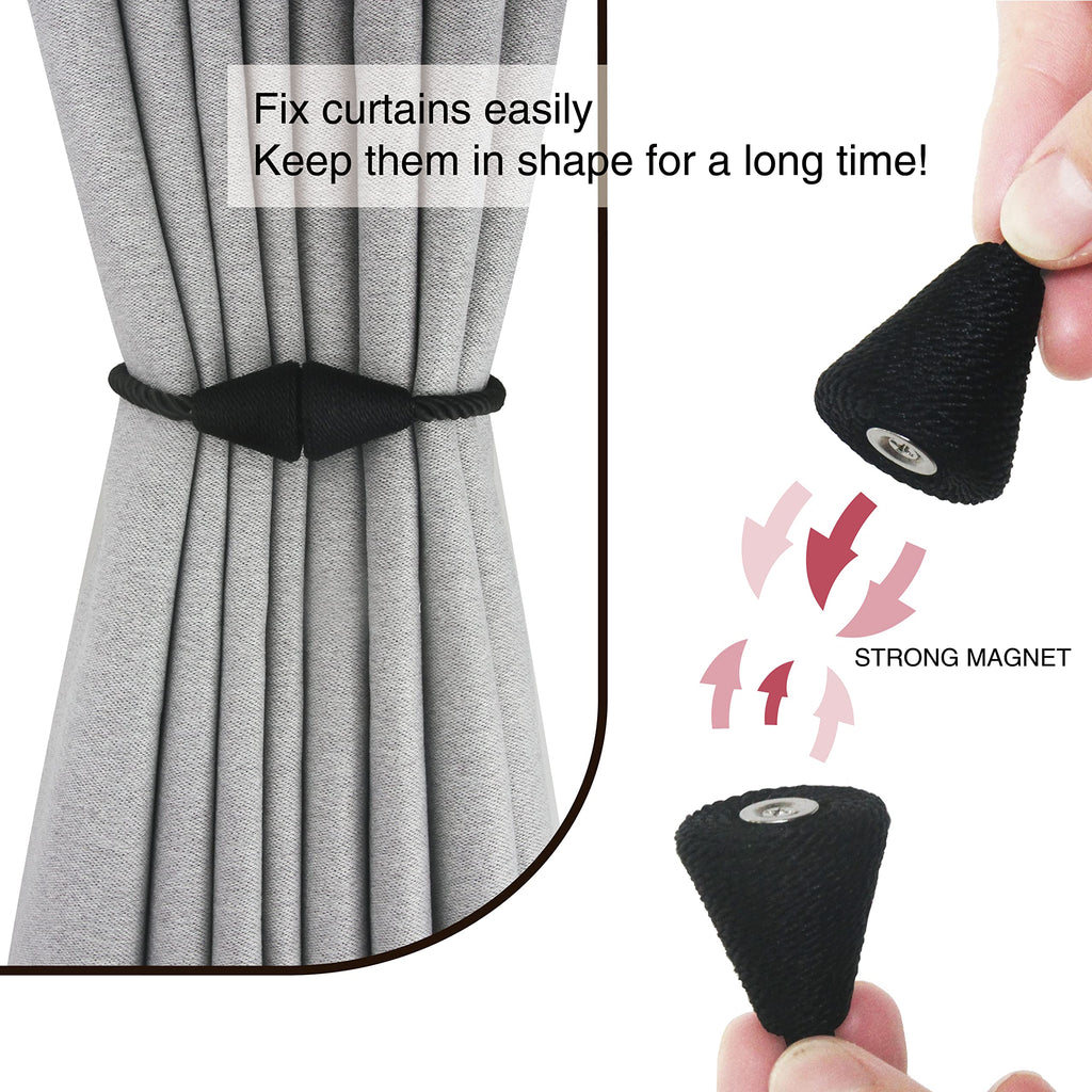 2 Pack Magnetic Curtain Tiebacks Rope Modern Handmade Curtain Tie Backs Decorative Drapes Weave Holdbacks for Window Décor