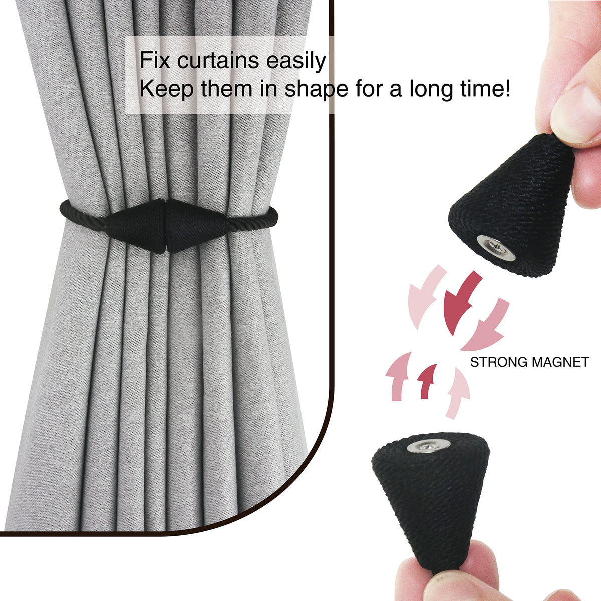 Magnetic Curtain Tiebacks Rope Decorative Holdbacks for Drapes Nieffeiy