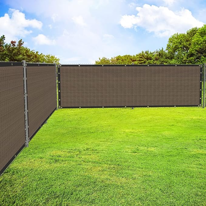 ECOOPTS 4'x3' Privacy Fence Screen Windscreen with Copper Grommets, Fit for Commercial Fence and Residential Garden Outdoor 90% UV Blockage, Cable Zip Ties Included (Brown)