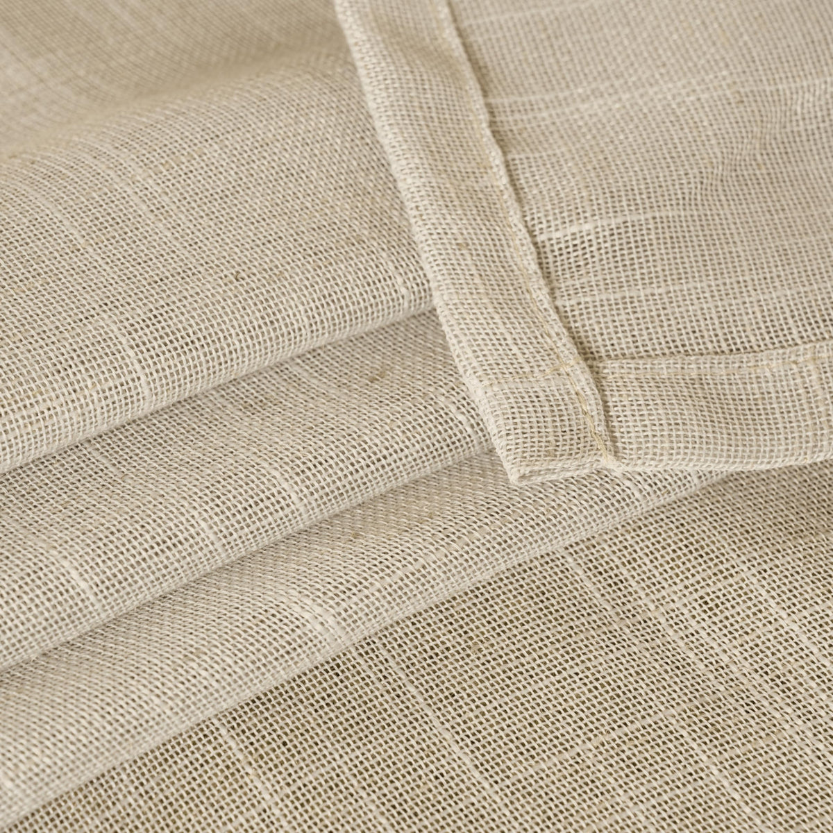 Oatmeal Linen Semi Sheer Curtains 34X48 Inch Long 2 Panels Set (2 Count)