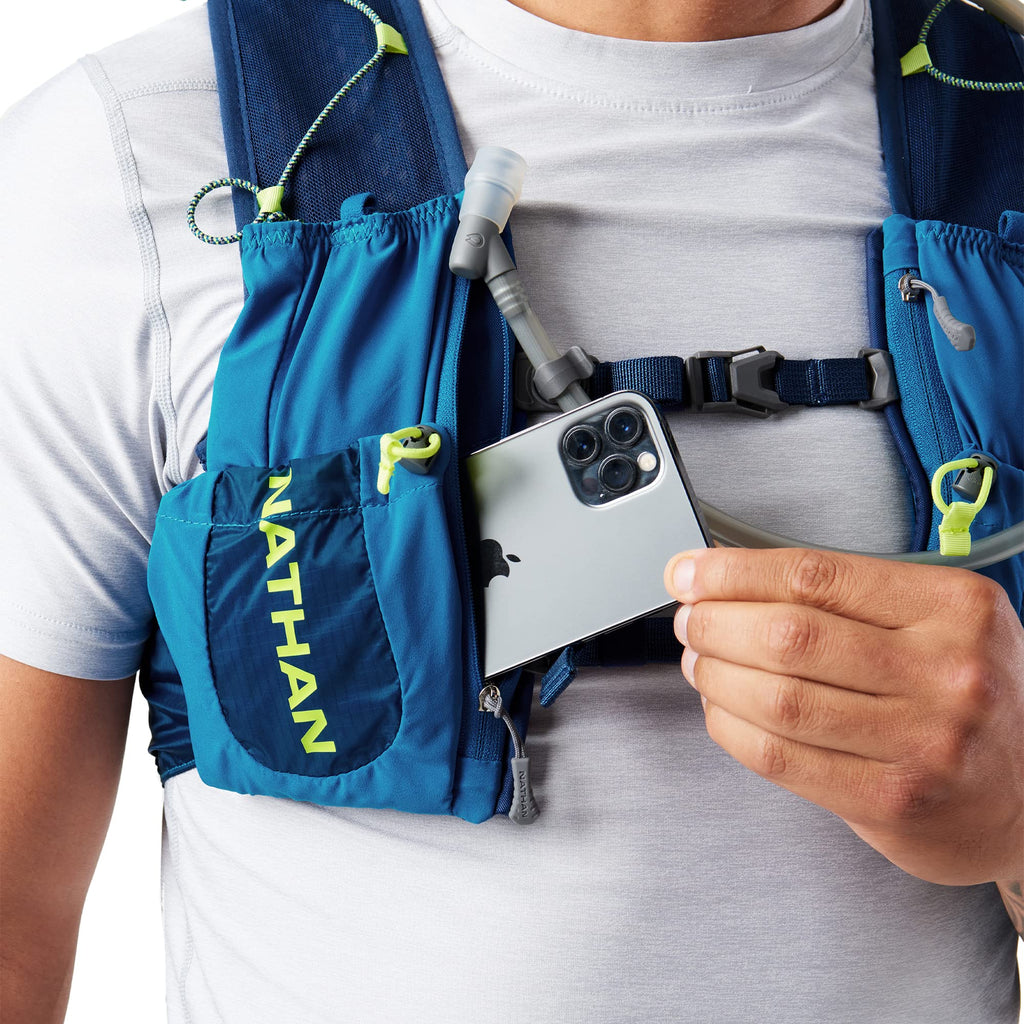 Nathan Vapor Air 3.0 7 Liter Hydration Vest w/ 2L Bladder, Air Mesh Shoulder Straps, Front Pockets & Back Zipper Pocket, Breathable & Moisture Wicking