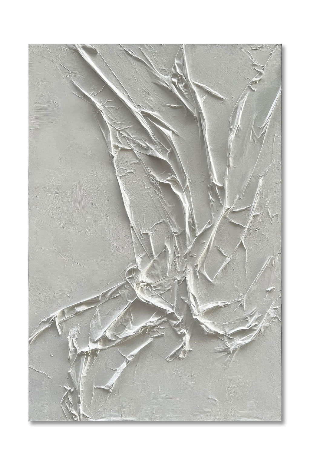 Hand Painted White Texture Abstract Art Painting Minimalist Art Home Office Hallway Wall Decoration Oil Painting 24x36 inches