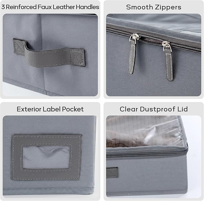 10-Inch Under Bed Storage Containers (2-Pack) | Sturdy Sidewalls | Clear Cover & Label Holder | Foldable Fabric Closet Bin Organizer | Stores Clothing/Blankets/Sweaters/Sheets